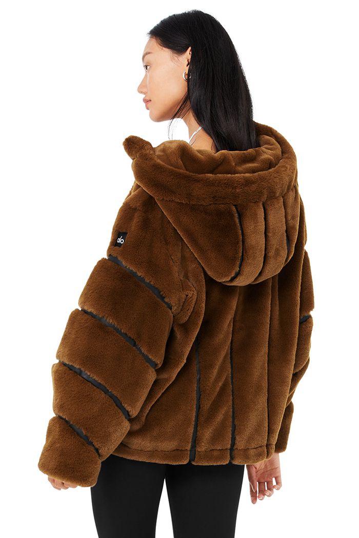 Kurtki Alo Yoga Knock Out Faux Fur Damskie Czekolada | EPYXL5047