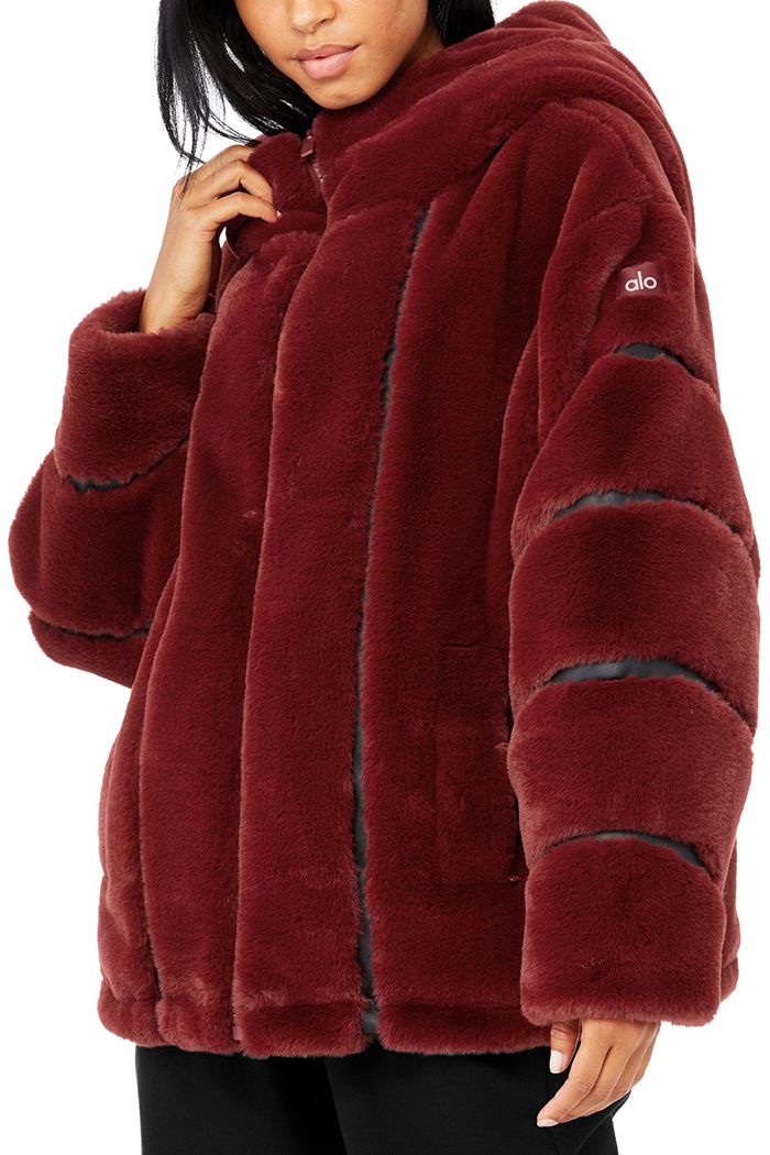 Kurtki Alo Yoga Knock Out Faux Fur Damskie Czerwone | PRXIB4192