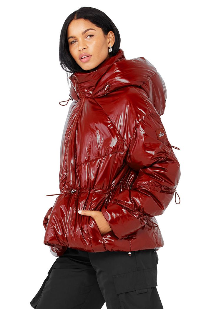 Kurtki Alo Yoga Stunner Puffer Damskie Czerwone | BLDNQ7085