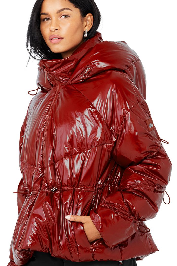 Kurtki Alo Yoga Stunner Puffer Damskie Czerwone | BLDNQ7085