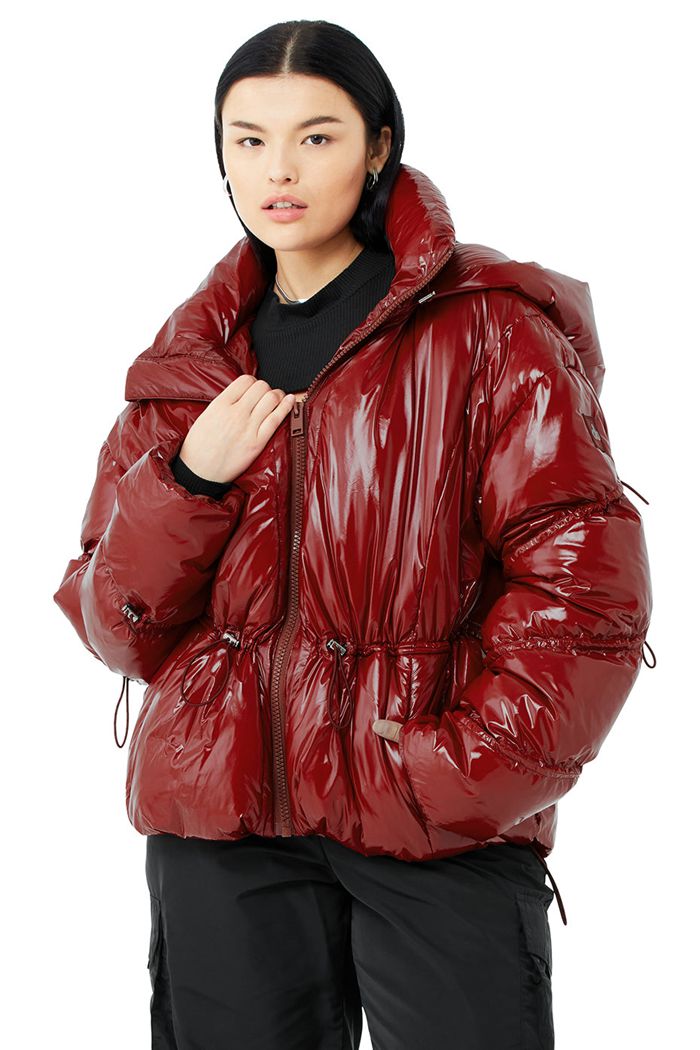 Kurtki Alo Yoga Stunner Puffer Damskie Czerwone | BLDNQ7085