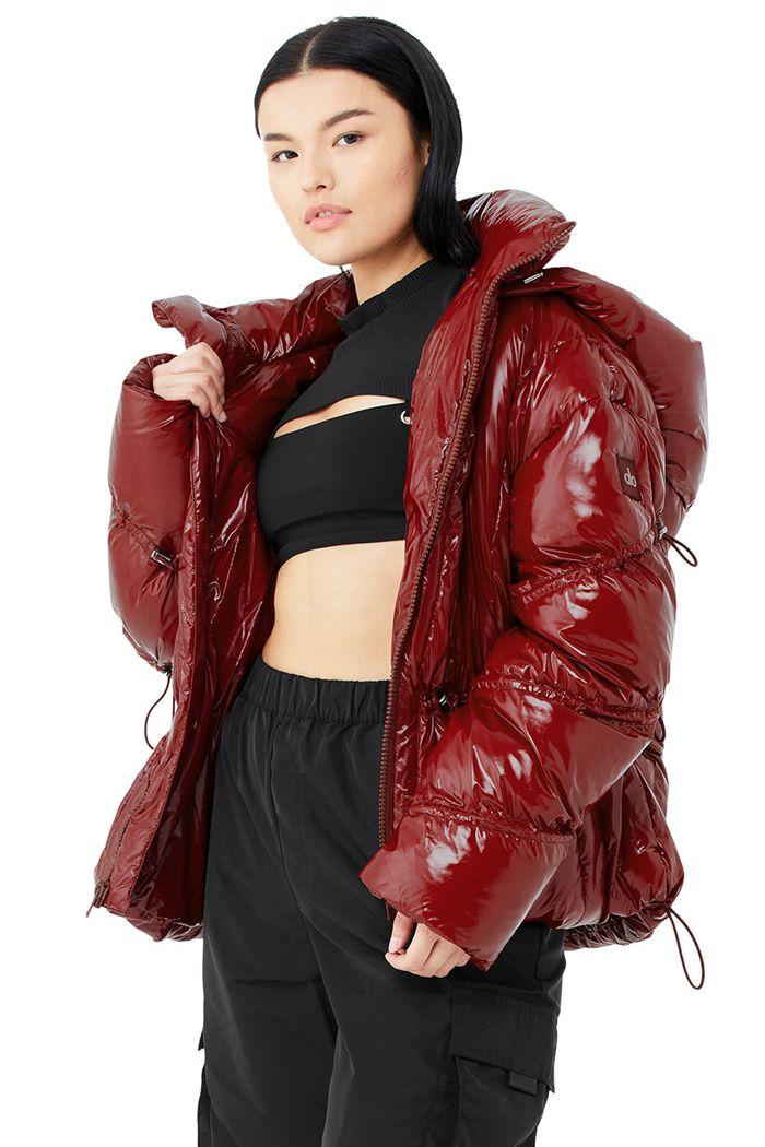 Kurtki Alo Yoga Stunner Puffer Damskie Czerwone | BLDNQ7085