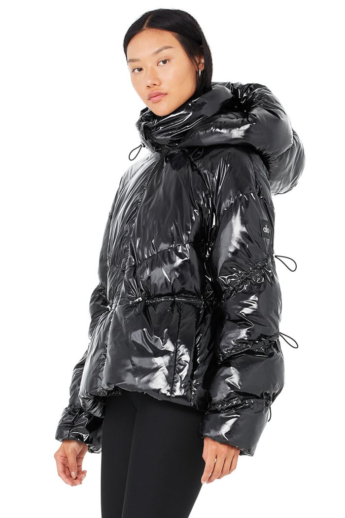 Kurtki Alo Yoga Stunner Puffer Damskie Czarne | IDRUZ6758