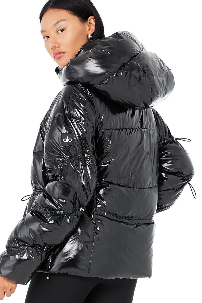 Kurtki Alo Yoga Stunner Puffer Damskie Czarne | IDRUZ6758