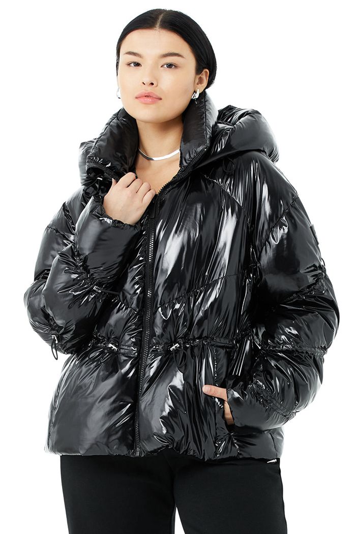 Kurtki Alo Yoga Stunner Puffer Damskie Czarne | IDRUZ6758