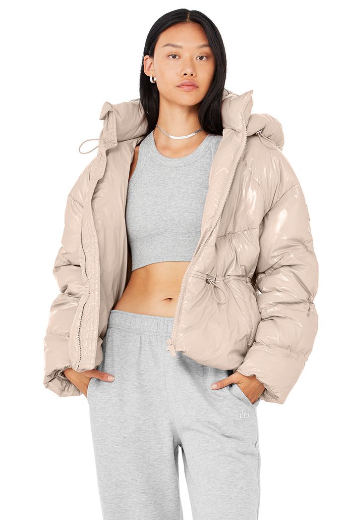 Kurtki Alo Yoga Stunner Puffer Damskie Różowe | HWKCA6271