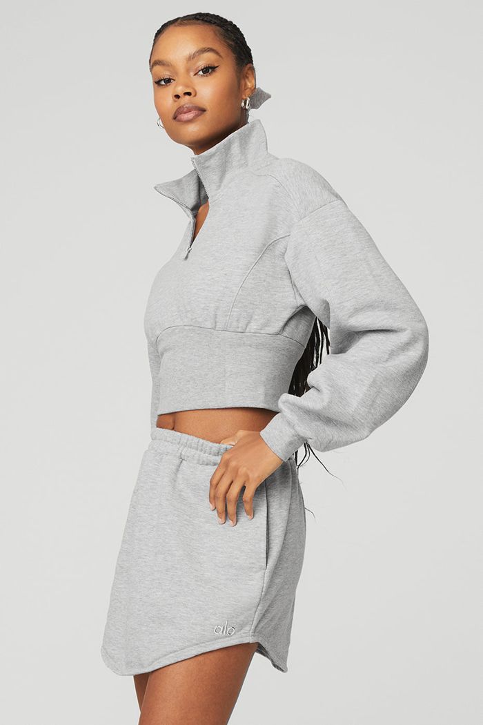 Kurtki Alo Yoga Vixen Fleece 1/4 Zip Damskie Szare | XQENM0142