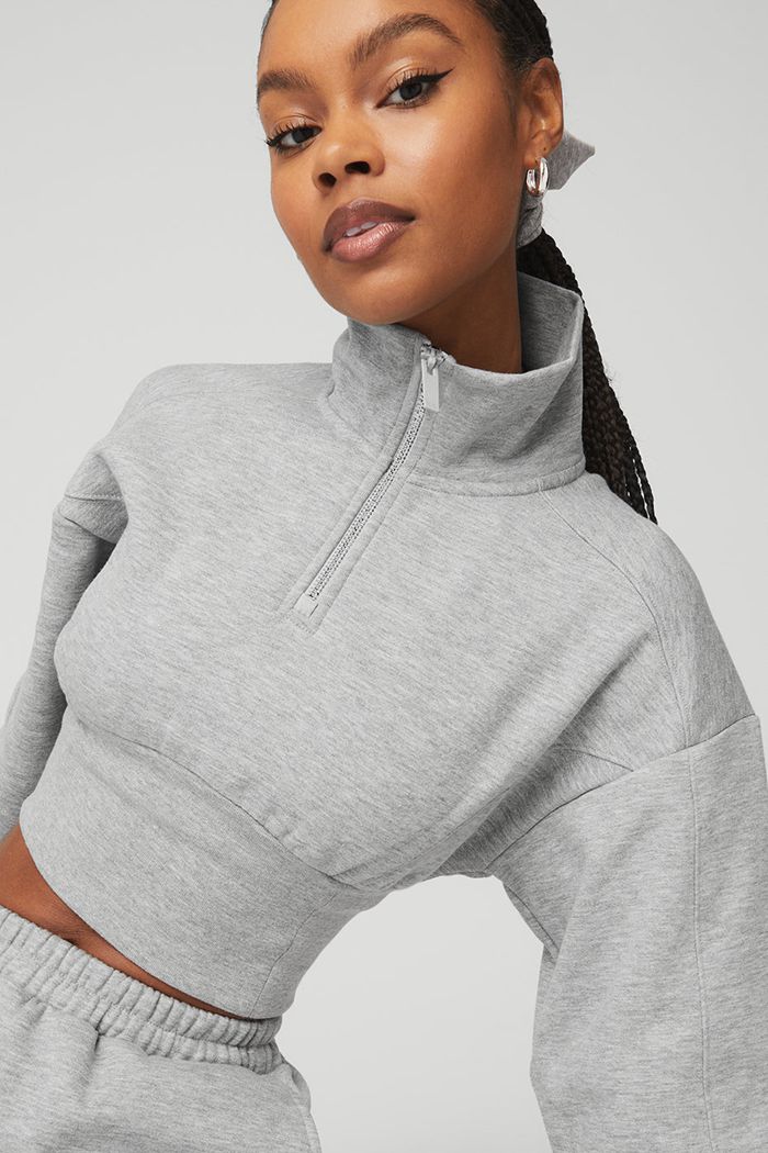 Kurtki Alo Yoga Vixen Fleece 1/4 Zip Damskie Szare | XQENM0142