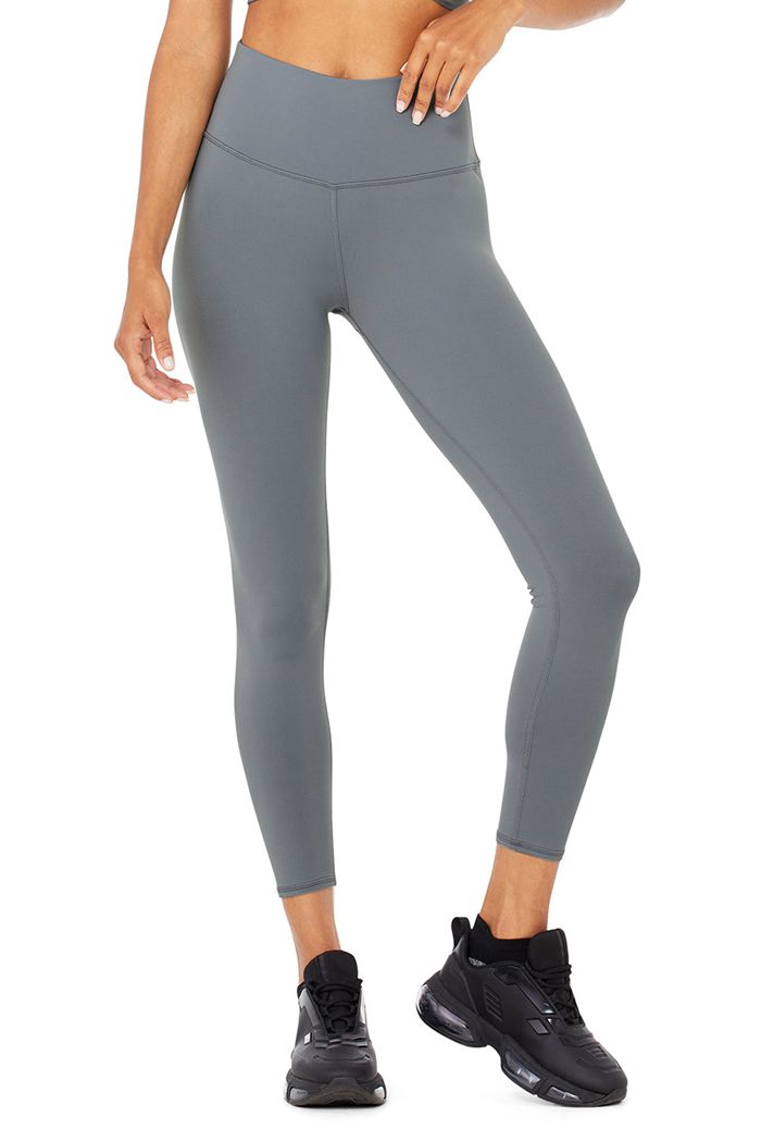 Legginsy Alo Yoga 7/8 High-Stanem Airbrush Damskie Szare | CIBQZ6927