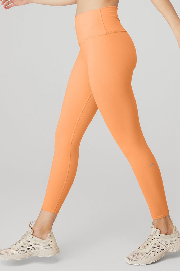 Legginsy Alo Yoga 7/8 High-Stanem Airbrush Damskie Pomarańczowe | LIUHW6047