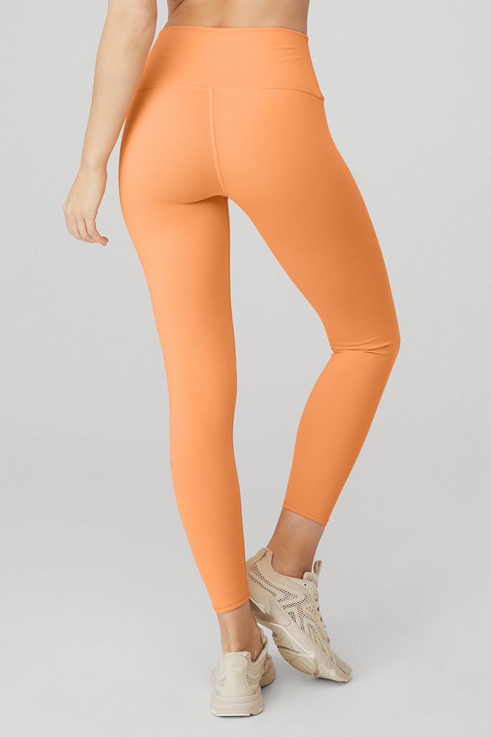 Legginsy Alo Yoga 7/8 High-Stanem Airbrush Damskie Pomarańczowe | LIUHW6047