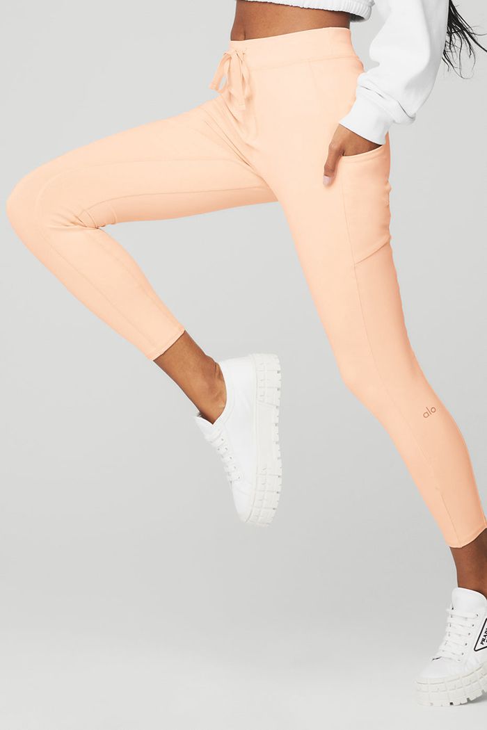 Legginsy Alo Yoga 7/8 High-Stanem Checkpoint Damskie Beżowe | RGJET6327