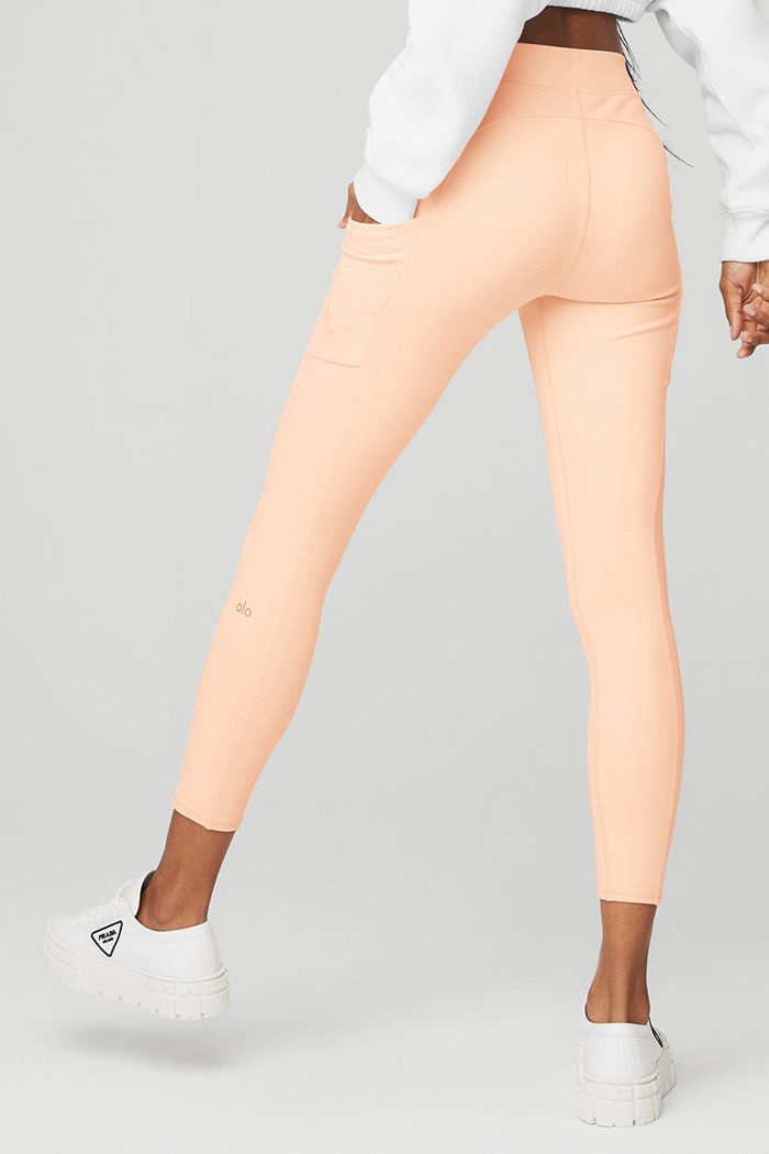 Legginsy Alo Yoga 7/8 High-Stanem Checkpoint Damskie Beżowe | RGJET6327