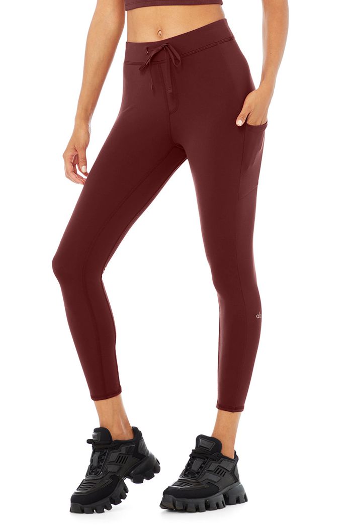 Legginsy Alo Yoga 7/8 High-Stanem Checkpoint Damskie Czerwone | RWMBX3750