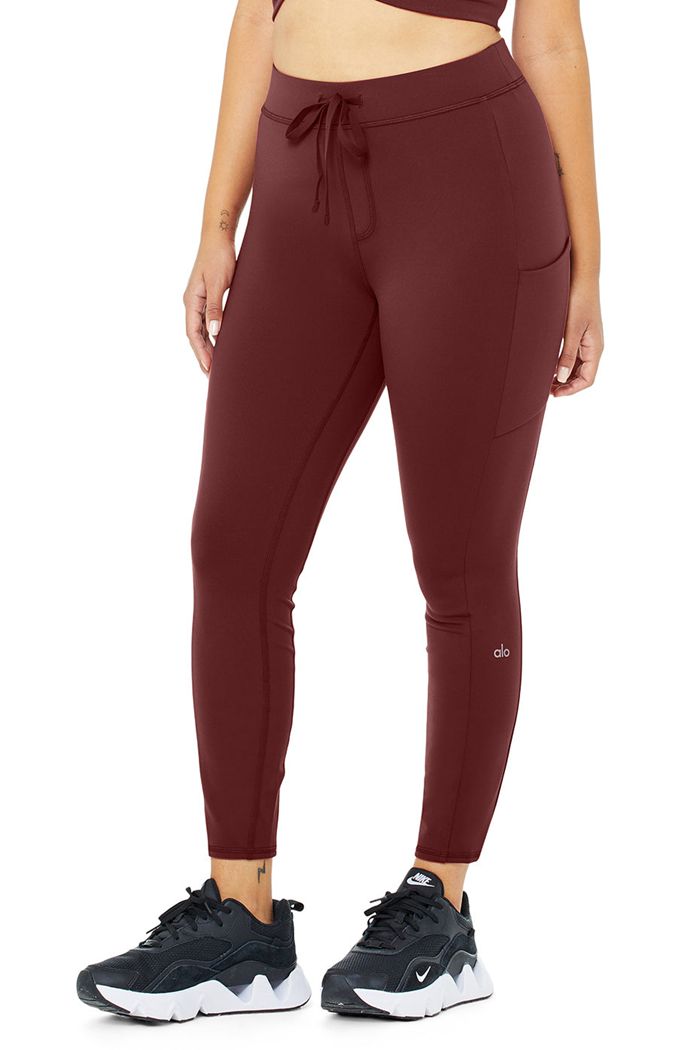 Legginsy Alo Yoga 7/8 High-Stanem Checkpoint Damskie Czerwone | RWMBX3750