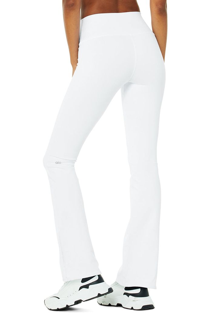 Legginsy Alo Yoga Airbrush High-Stanem Bootcut Damskie Białe | YELFU1740