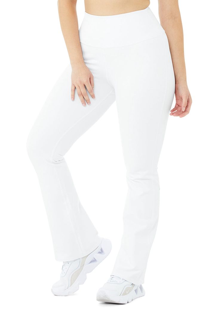 Legginsy Alo Yoga Airbrush High-Stanem Bootcut Damskie Białe | YELFU1740