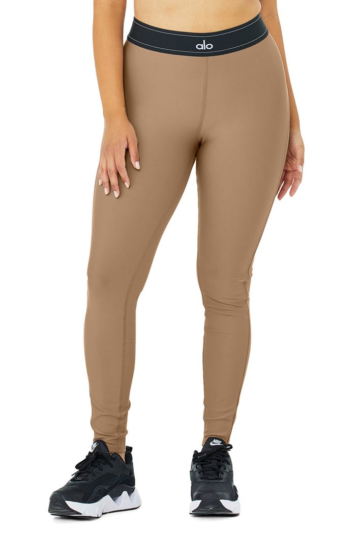 Legginsy Alo Yoga Airlift High-Stanem Suit Up Damskie Brązowe | GJQKS0435