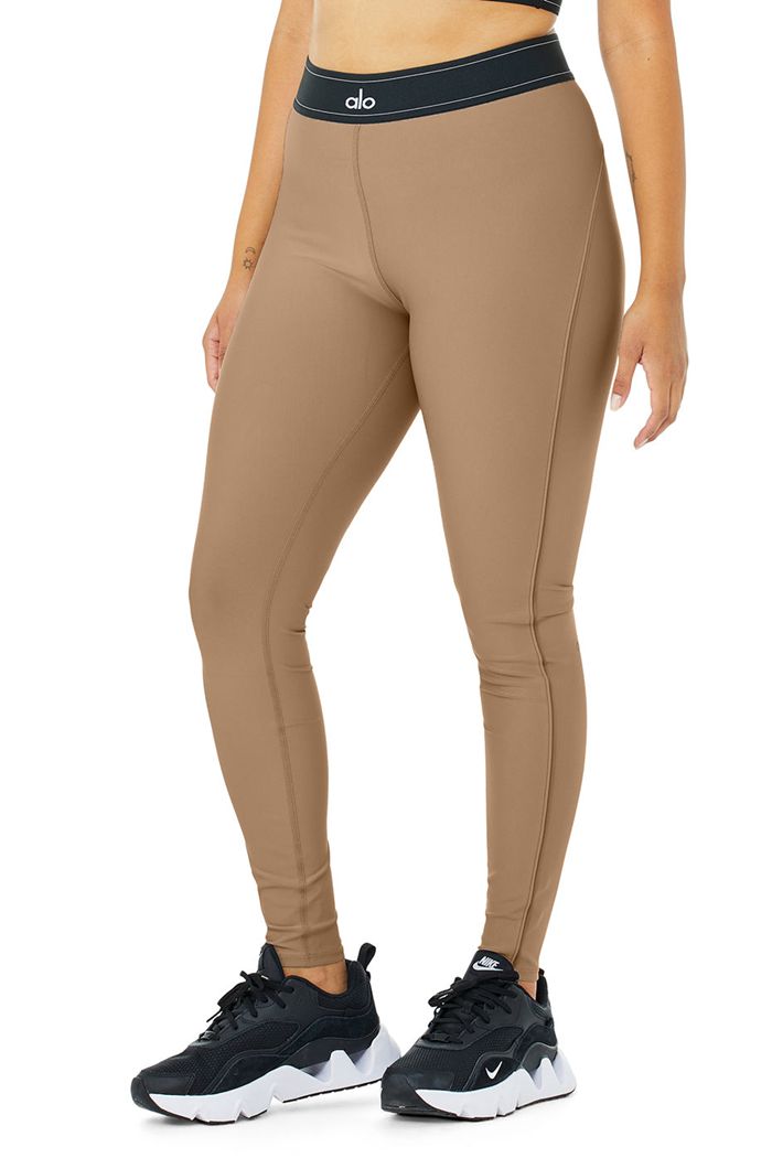 Legginsy Alo Yoga Airlift High-Stanem Suit Up Damskie Brązowe | GJQKS0435