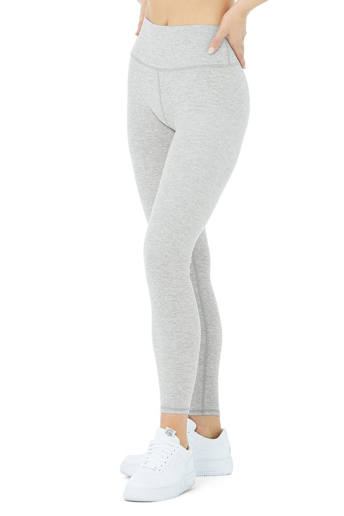 Legginsy Alo Yoga Alosoft High-Stanem 7/8 Highlight Damskie Szare | RTKEB1482