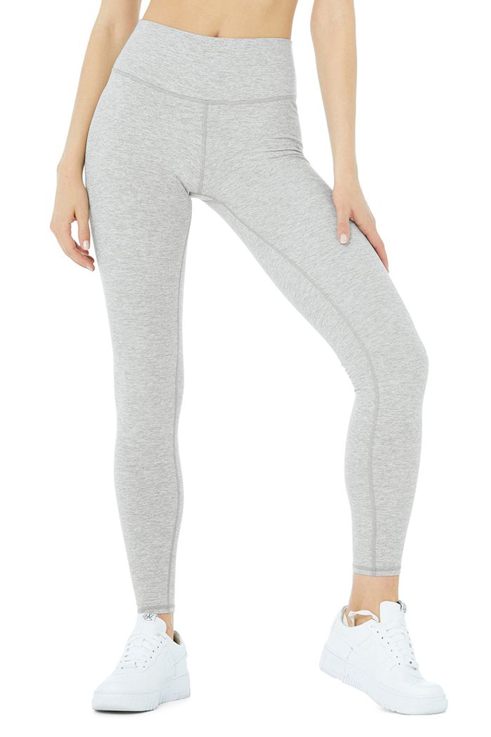 Legginsy Alo Yoga Alosoft High-Stanem 7/8 Highlight Damskie Szare | RTKEB1482