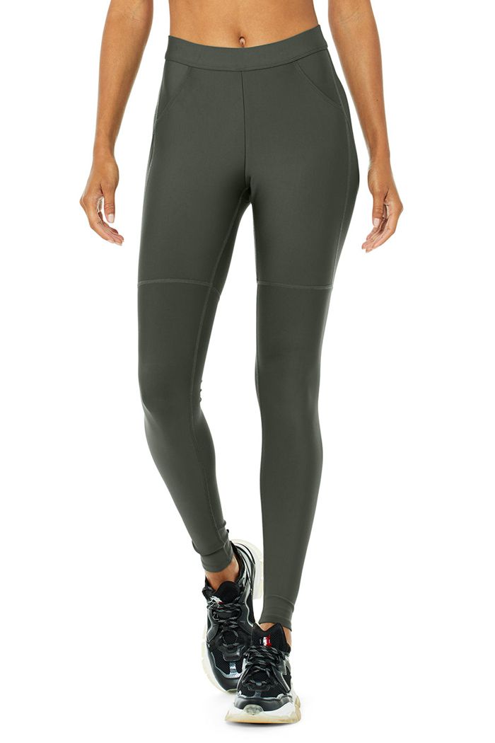 Legginsy Alo Yoga High-Stanem 4 Pocket Utility Damskie Ciemny Zielone | APUOD5612