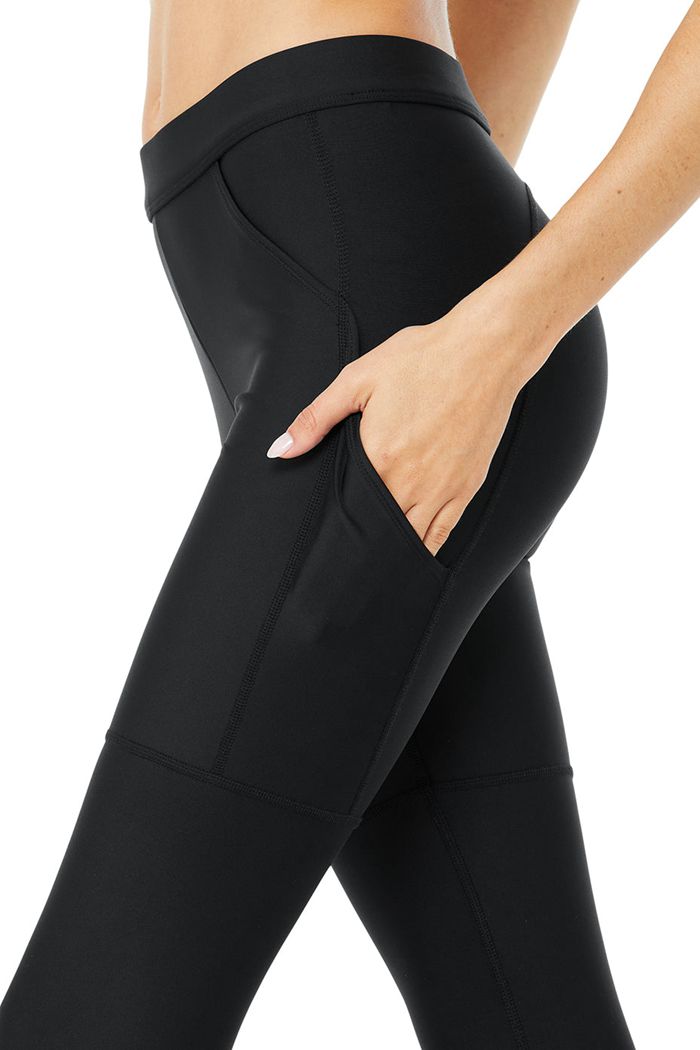 Legginsy Alo Yoga High-Stanem 4 Pocket Utility Damskie Czarne | DLICM3879