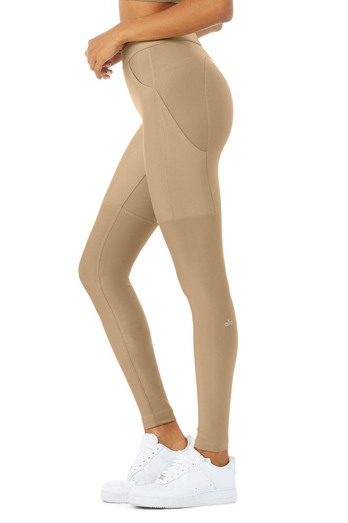 Legginsy Alo Yoga High-Stanem 4 Pocket Utility Damskie Brązowe | UFQHX4627