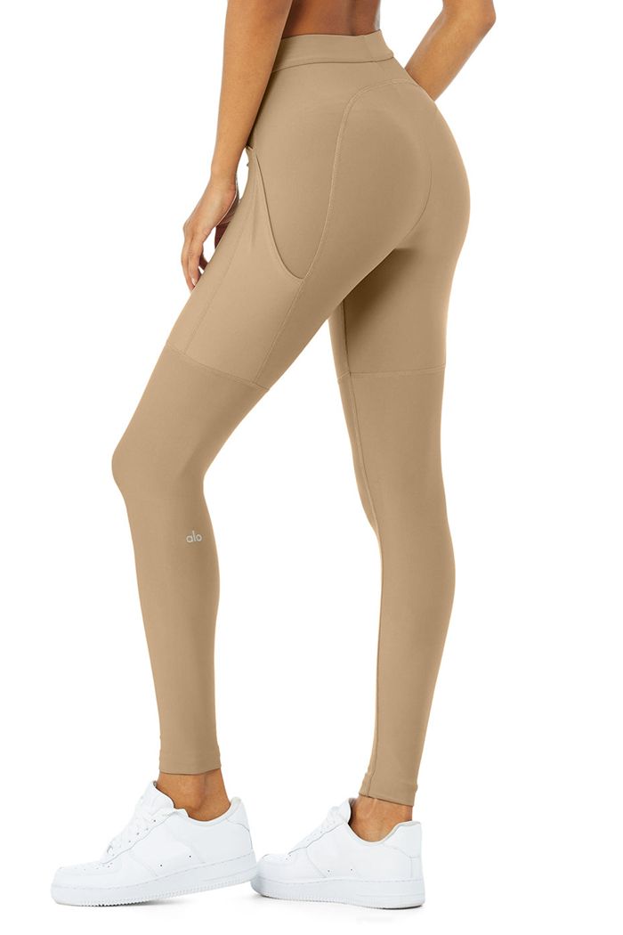 Legginsy Alo Yoga High-Stanem 4 Pocket Utility Damskie Brązowe | UFQHX4627