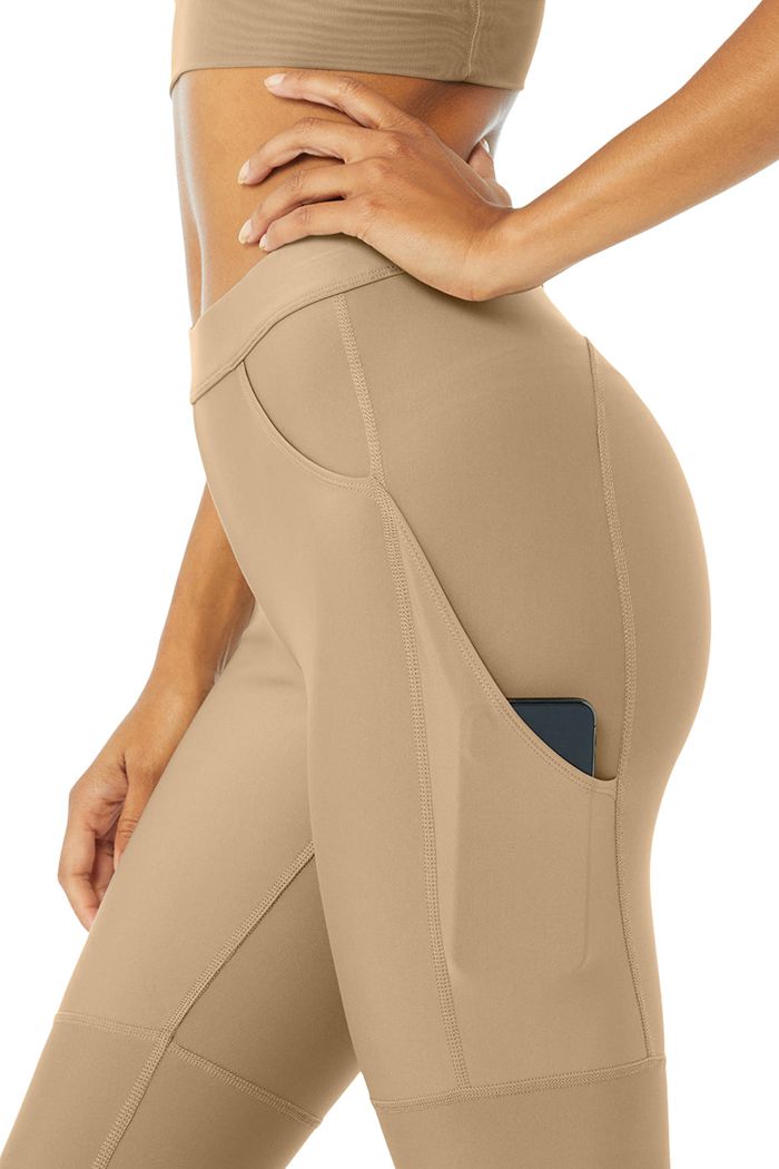 Legginsy Alo Yoga High-Stanem 4 Pocket Utility Damskie Brązowe | UFQHX4627