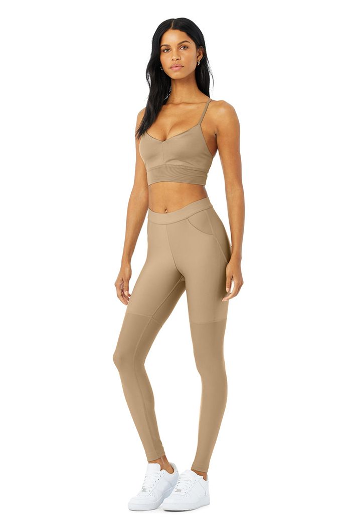 Legginsy Alo Yoga High-Stanem 4 Pocket Utility Damskie Brązowe | UFQHX4627