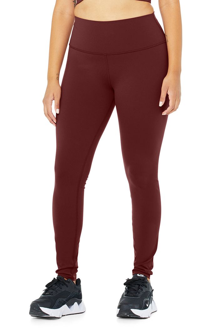 Legginsy Alo Yoga High-Stanem Airbrush Damskie Czerwone | GRYOJ6231