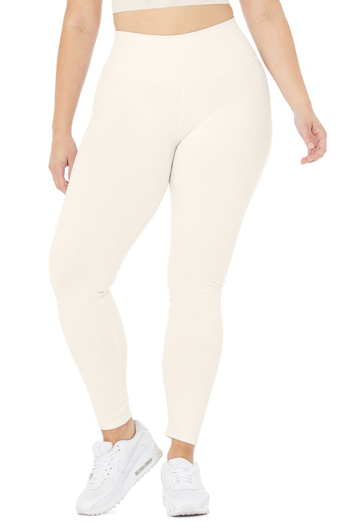 Legginsy Alo Yoga High-Stanem Airbrush Damskie Białe | QVBHL6307