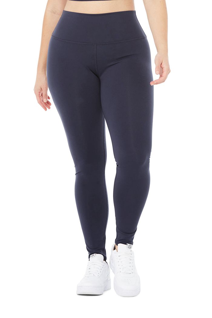 Legginsy Alo Yoga High-Stanem Airbrush Damskie Czarne | YZECH4632