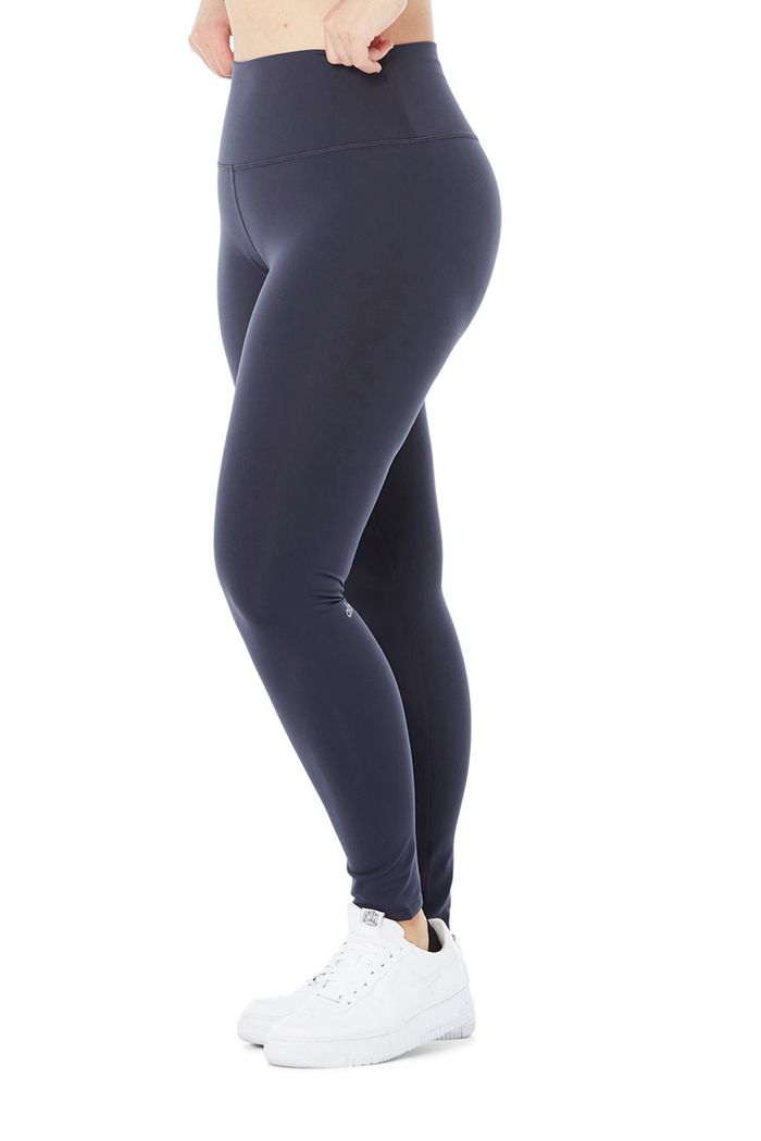 Legginsy Alo Yoga High-Stanem Airbrush Damskie Czarne | YZECH4632