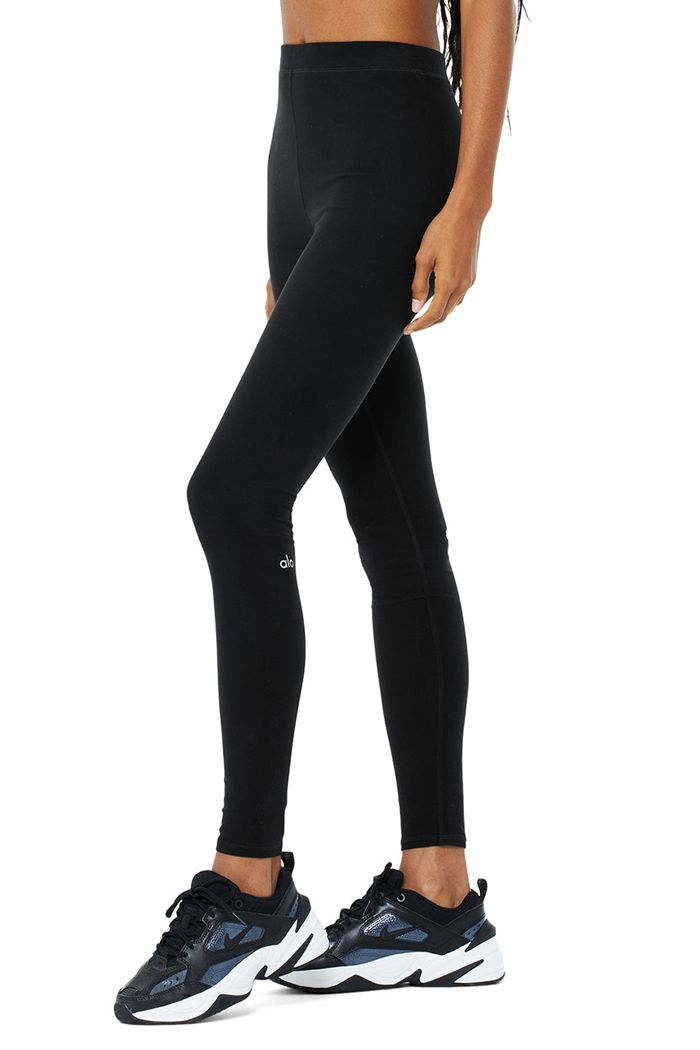 Legginsy Alo Yoga High-Stanem Alosoft Flow Damskie Czarne | RJEXS6058