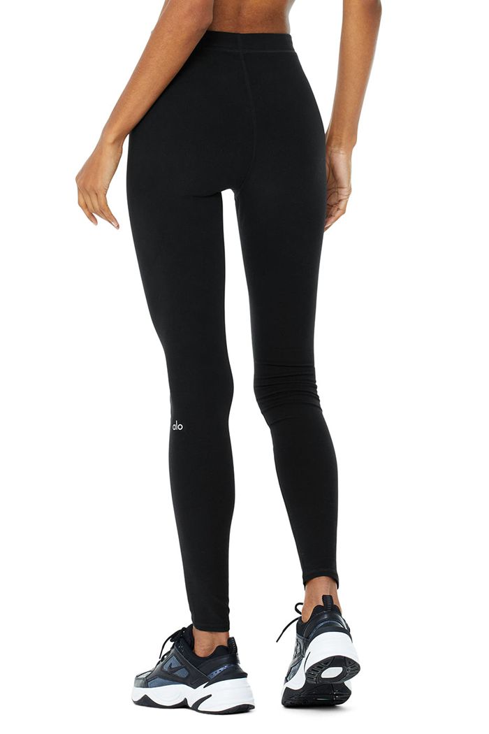 Legginsy Alo Yoga High-Stanem Alosoft Flow Damskie Czarne | RJEXS6058