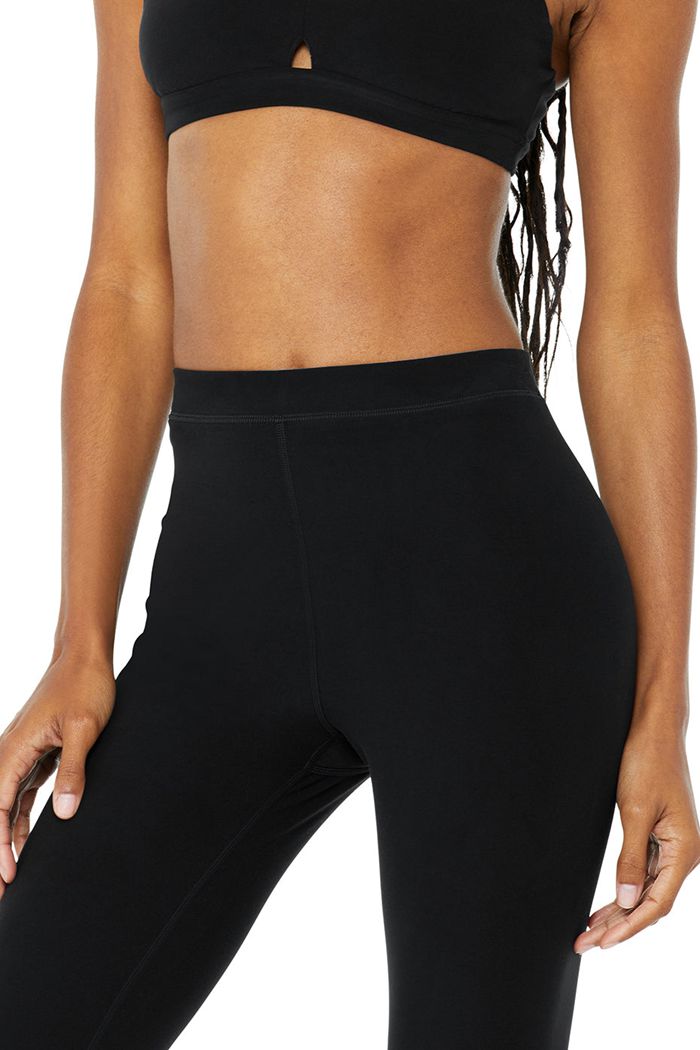 Legginsy Alo Yoga High-Stanem Alosoft Flow Damskie Czarne | RJEXS6058