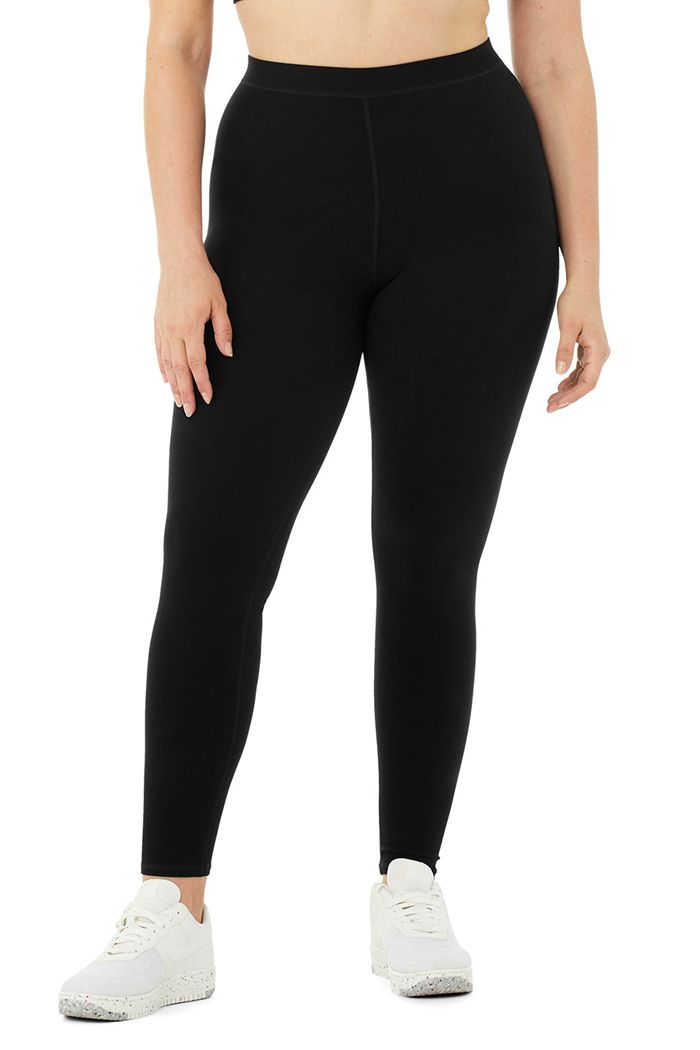 Legginsy Alo Yoga High-Stanem Alosoft Flow Damskie Czarne | RJEXS6058