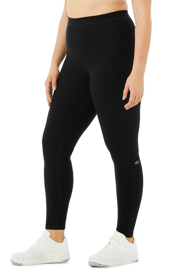 Legginsy Alo Yoga High-Stanem Alosoft Flow Damskie Czarne | RJEXS6058