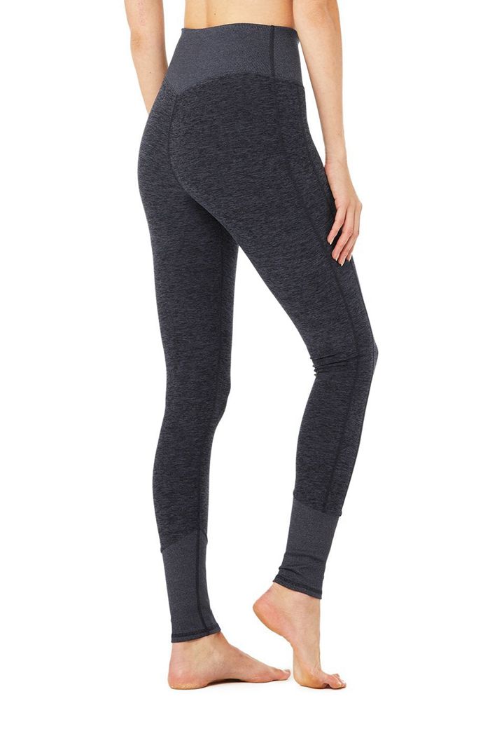 Legginsy Alo Yoga High-Stanem Alosoft Lounge Damskie Granatowe | QYMRT0316