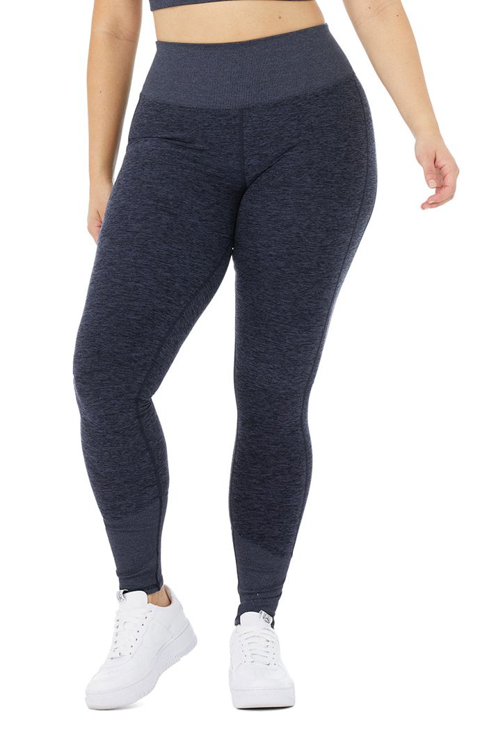 Legginsy Alo Yoga High-Stanem Alosoft Lounge Damskie Granatowe | QYMRT0316