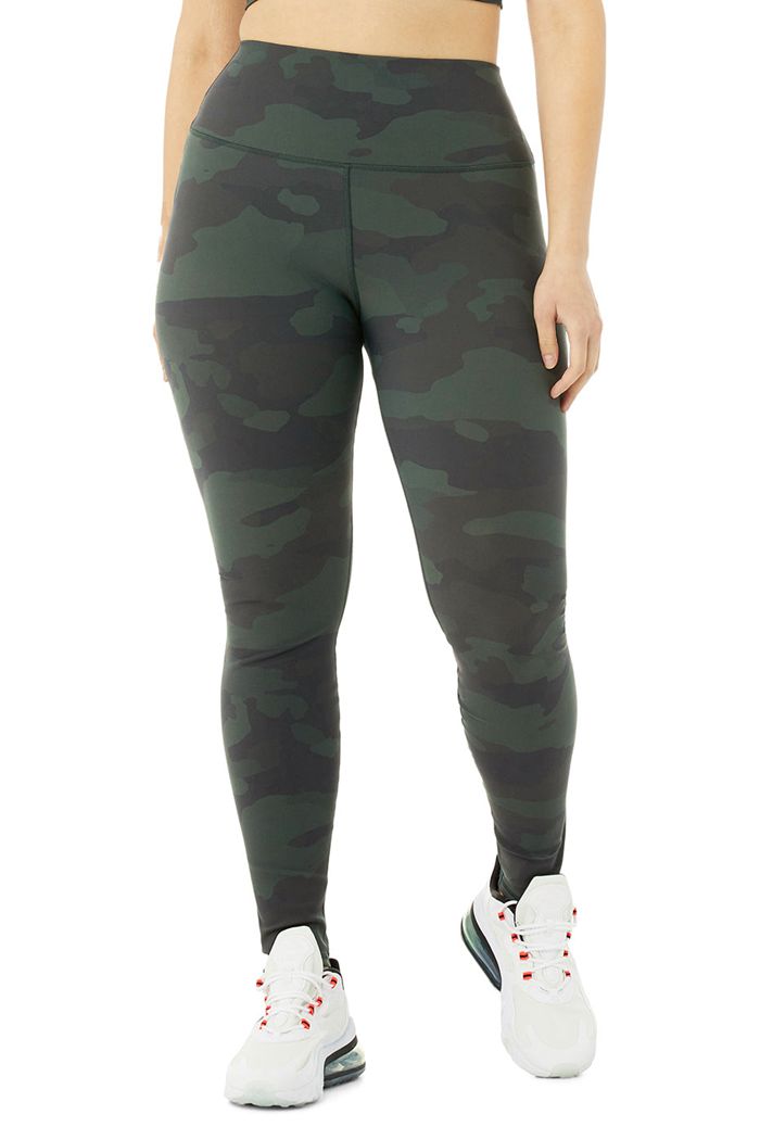 Legginsy Alo Yoga High-Stanem Camo Vapor Damskie Czarne | NECYI9851