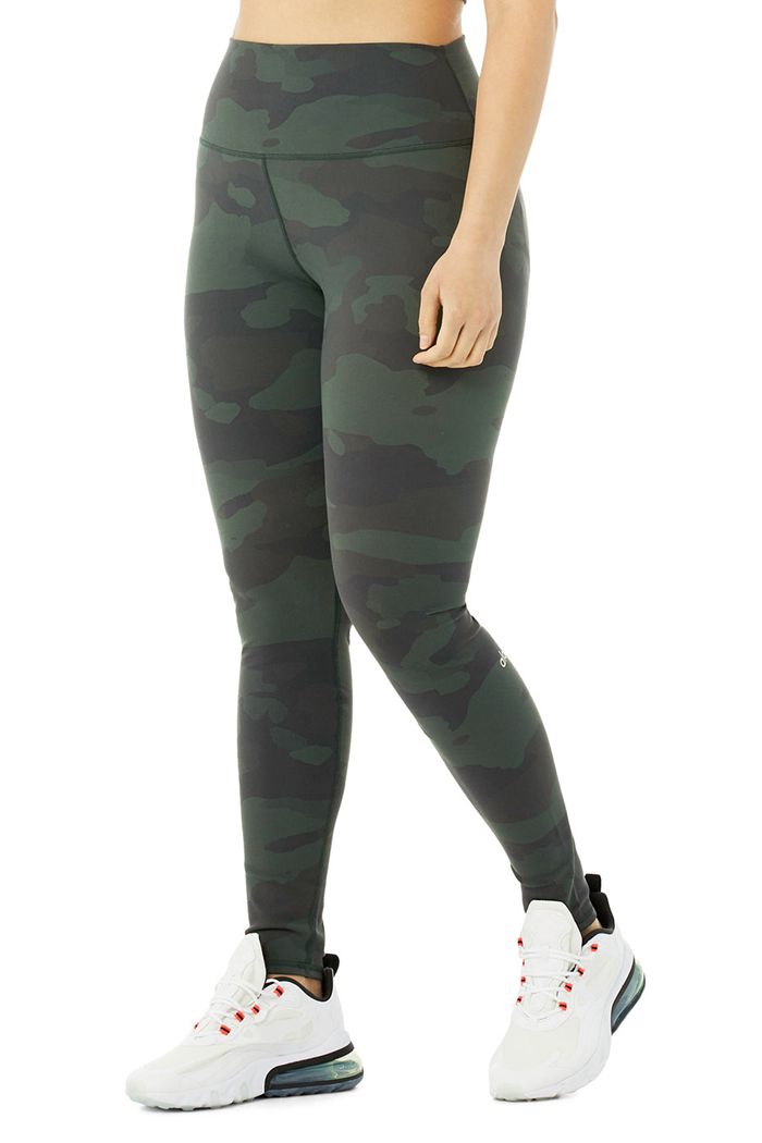 Legginsy Alo Yoga High-Stanem Camo Vapor Damskie Czarne | NECYI9851