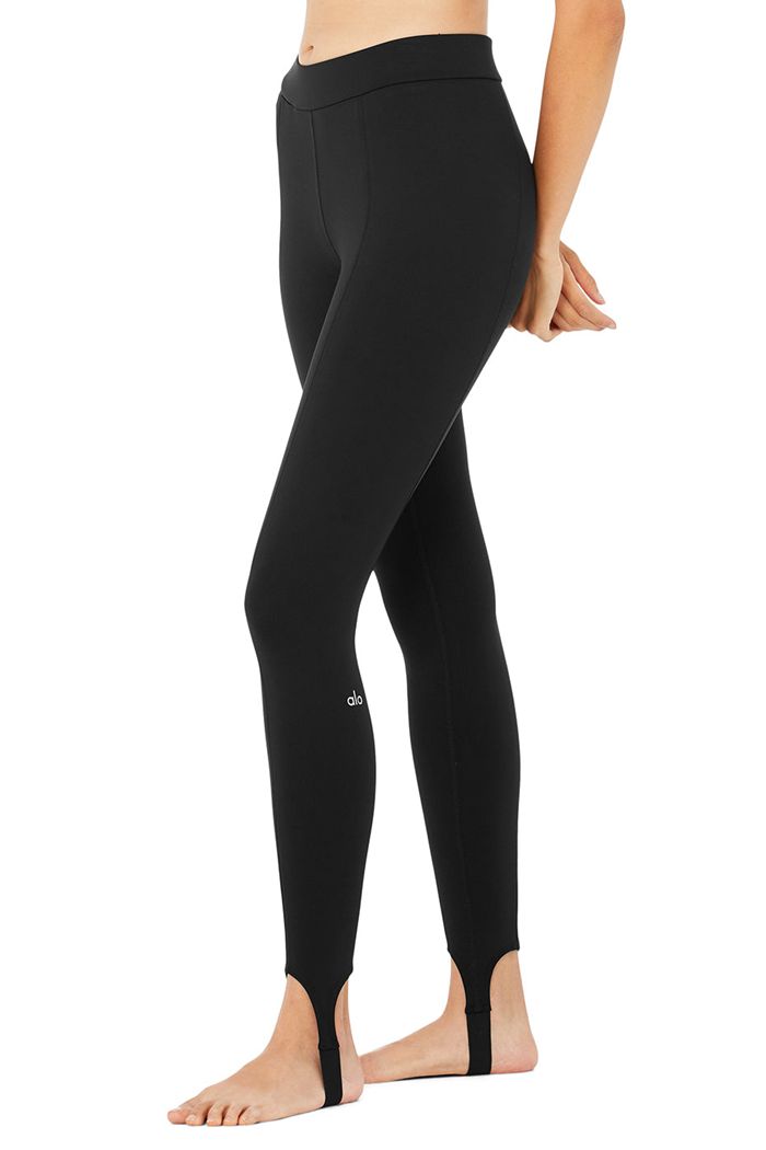 Legginsy Alo Yoga High-Stanem Klasyczne Stirrup Damskie Czarne | IYKMH1648