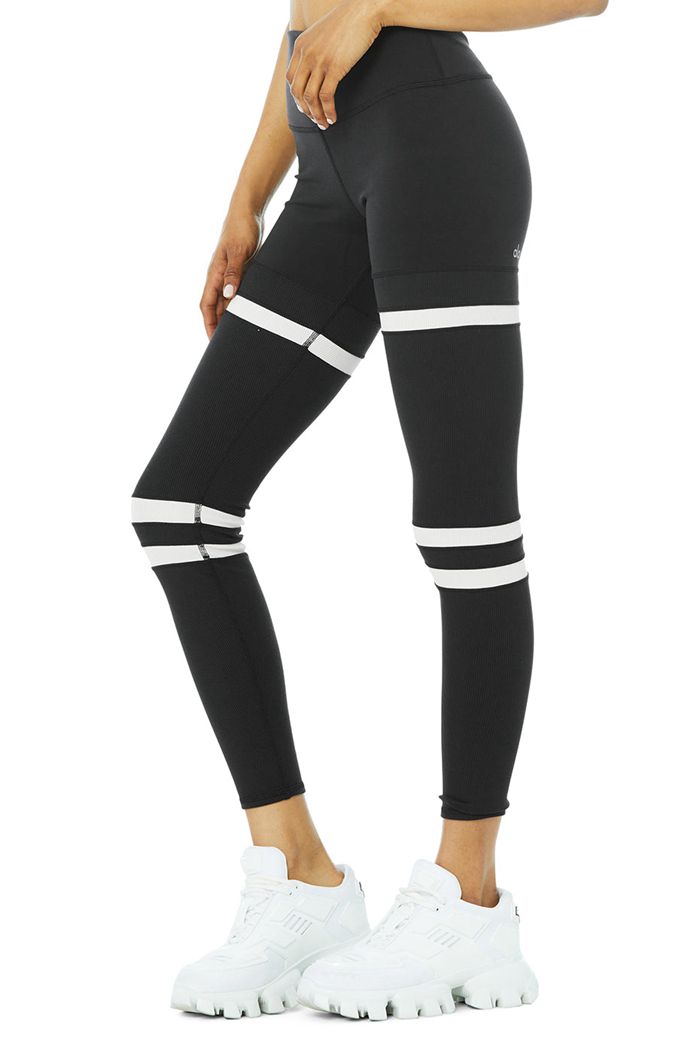 Legginsy Alo Yoga High-Stanem Legit Damskie Czarne Beżowe | NYXDS1942