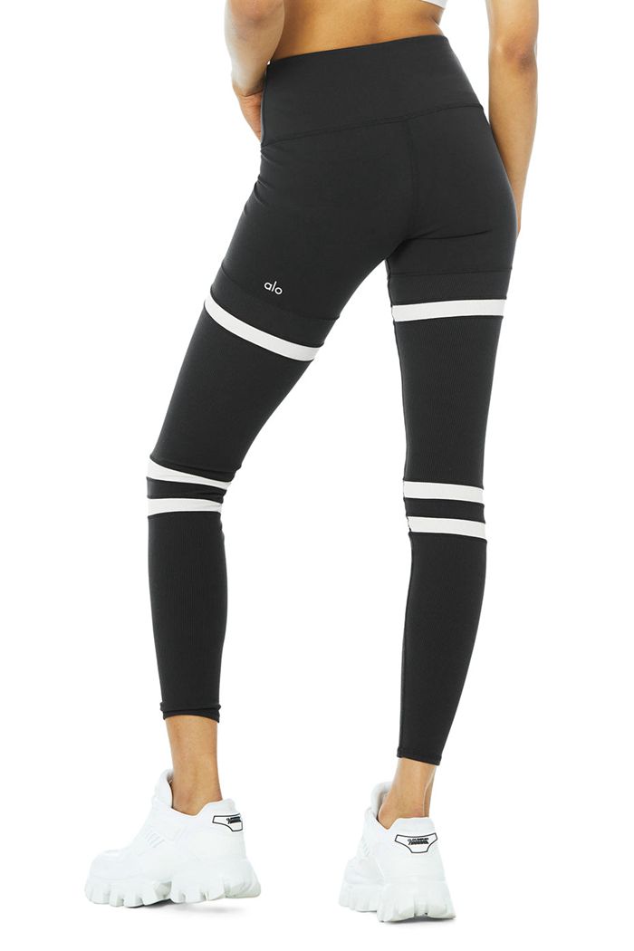 Legginsy Alo Yoga High-Stanem Legit Damskie Czarne Beżowe | NYXDS1942