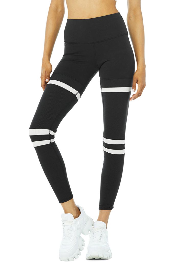 Legginsy Alo Yoga High-Stanem Legit Damskie Czarne Beżowe | NYXDS1942