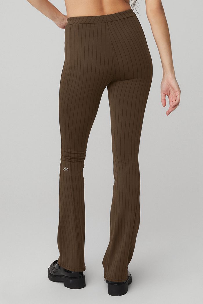 Legginsy Alo Yoga High-Stanem Pinstripe Zip It Flare Damskie Czarne | PJRKO5067