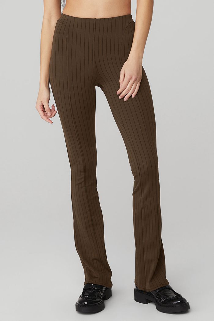 Legginsy Alo Yoga High-Stanem Pinstripe Zip It Flare Damskie Czarne | PJRKO5067